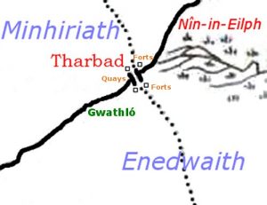Map of Tharbad and its surrounding lands.
