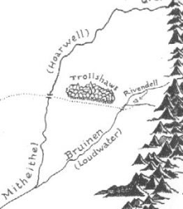 Map of the Angle, the neck of land between the Mitheithel and Bruinen rivers.