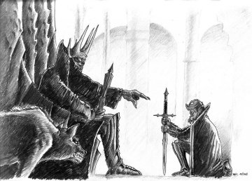 A fan art representation of Melkor and Sauron.