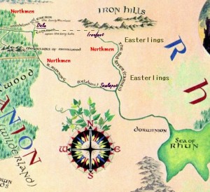 This modified Pauline Baynes map depicts a fanciful projection of how Tolkien might have populated the Kingdom of Dale at the end of the Third Age.