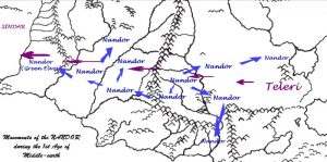 The Nandor were a branch of the Teleri Elves who settled throughout Rhovanion, Eriador, and adjoining lands.