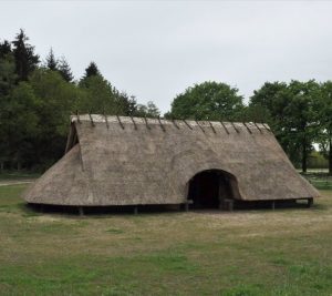A reconstructed Iron Age longhouse similar to Beorn's.