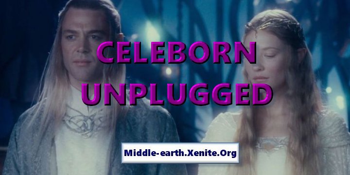 Marton Csokas played Celeborn, Lord of the Galadhrim, in the Peter Jackson movies. The words 'Celeborn Unplugged' appear over the picture of Celeborn and Galadriel.