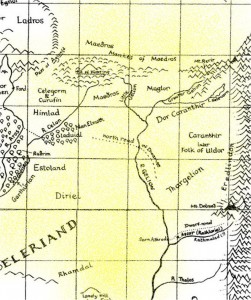Early map depicting the March of Maedhros in Beleriand.