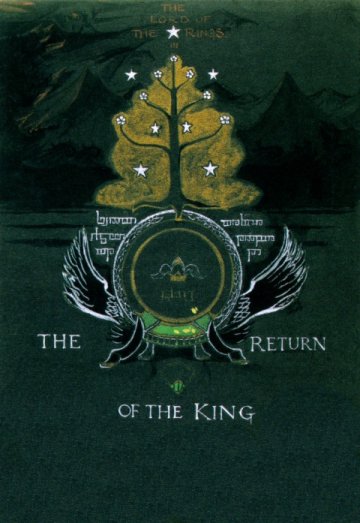 Original dust cover for The Return of the King drawn by J.R.R. Tolkien.