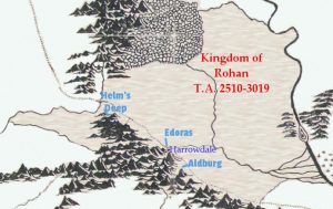 Map of Rohan from T.A. 2510 to 3019. The attributed area of the kingdom is approximate.