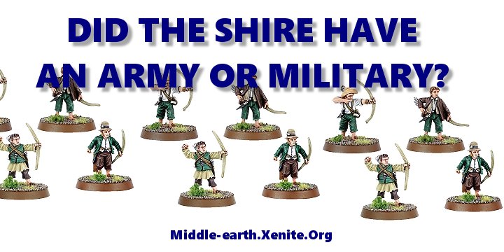 Hobbit figurines are grouped together to represent a Shire army.