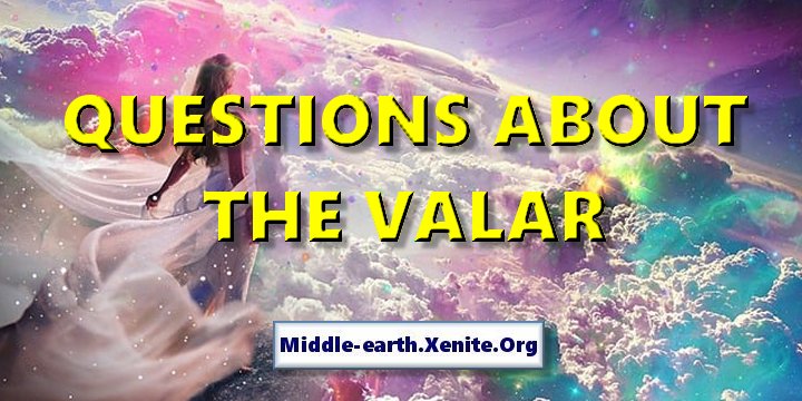 An angel looks over a universe filled with clouds and light under the words 'Questions about the Valar'.